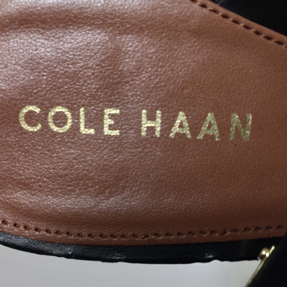 NWT COLE HAAN 'Maya' Suede Peeptoe Slingback Stilettos in Midnight Blue Size 9B - Picture 5 of 11